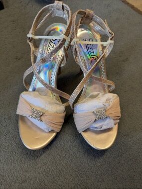 Strappy Blush Pink Rhinestone Accent Heels